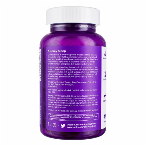 Goli Nutrition Dreamy Sleep Melatonin Gummies Dietary Supplement, 60 Ct (5 pack) Perspective: top