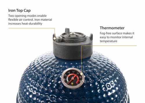 Vessils Kamado Charcoal Grill - Blue Perspective: top