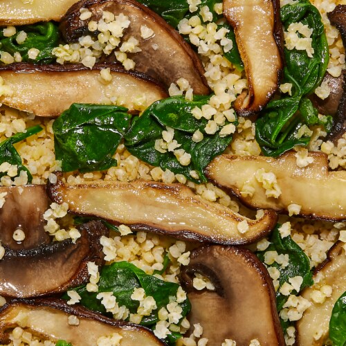Daily Harvest Spinach + Shiitake Grits Harvest Bowl Perspective: top