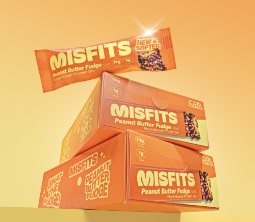 Misfits Peanut Butter Fudge Plant-Based Protein Bar Perspective: top