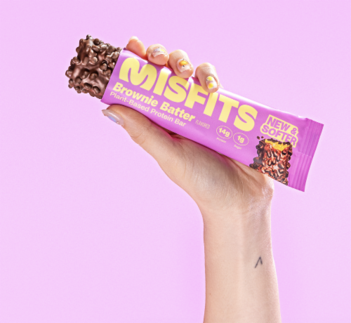 Misfits Brownie Batter Plant-Based Protein Bar Perspective: top