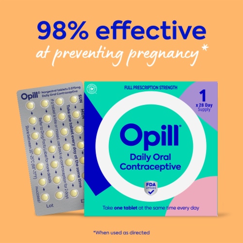 Opill® Norgestrel Daily Oral Contraceptive Tablets 0.075mg Perspective: top