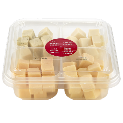 Upper Cut Elevated Assorted Cheese Cube Tray Perspective: top