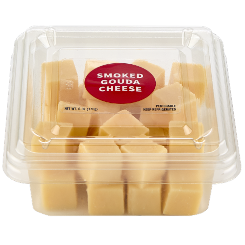 Upper Cut Cubed Smoked Gouda Cheese Perspective: top