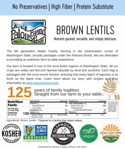 Palouse Brand Brown Lentils 18 lbs Perspective: top