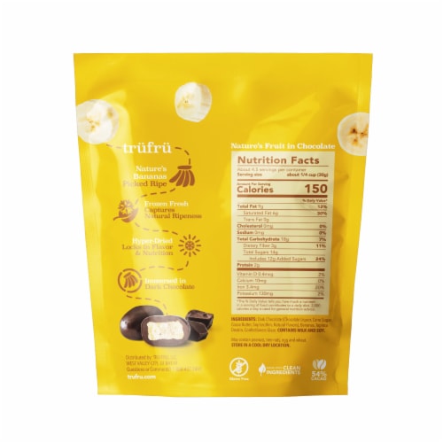 Tru Fru Bananas Hyper-Dried in Dark Chocolate Perspective: top