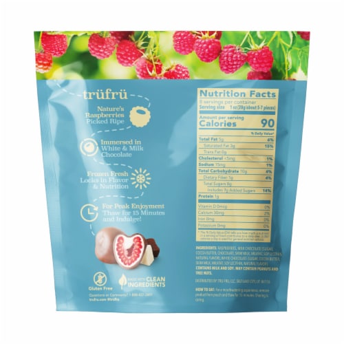 Tru Fru Nature's Raspberries Frozen Fresh in White & Milk Chocolate Perspective: top