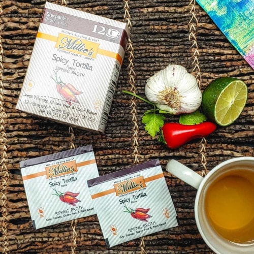 Millie's Spicy Tortilla Sipping Broth - 36 Count Perspective: top