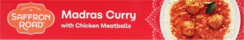 Saffron Road Gluten Free Madras Curry Frozen Meal with Chicken Meatballs Perspective: top