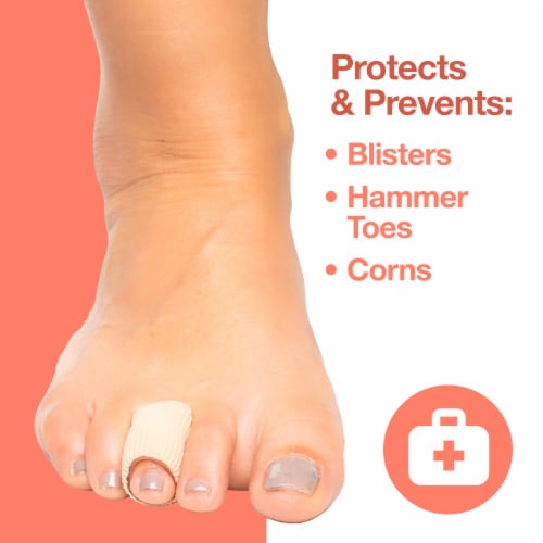 ZenToes Open Toe Tubes Fabric Gel Lined Sleeves Protect Corns, Blisters - 5 Pack (Medium) Perspective: top