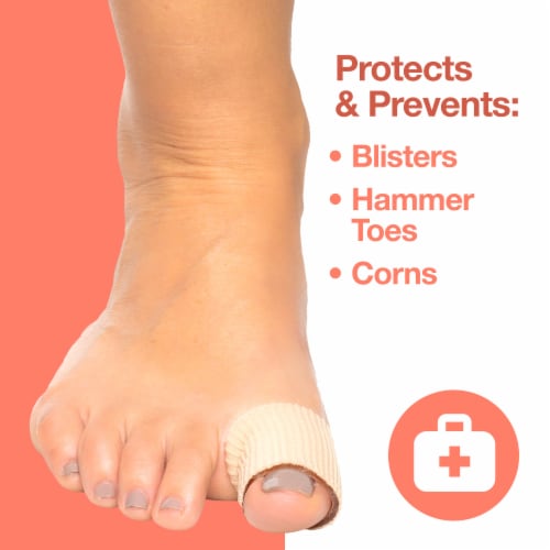 ZenToes Open Toe Tubes Fabric Gel Lined Sleeves Protect Corns, Blisters - 5 Pack (Large) Perspective: top