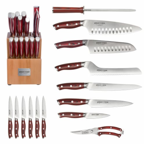 Ergo Chef Crimson 15 Piece Knife Block Set Perspective: top