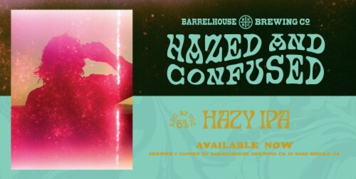 Barrelhouse Hazed And Confused Hazy IPA Craft Beer Perspective: top