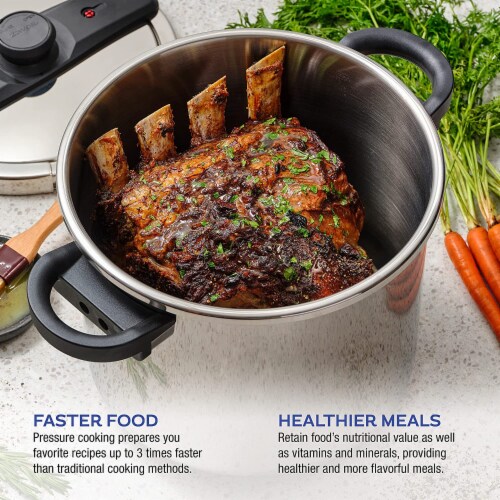 Zavor EZLock Stainless Steel 6 Quart Pressure Cooker for Stove Top - Dual Pressure Level Perspective: top