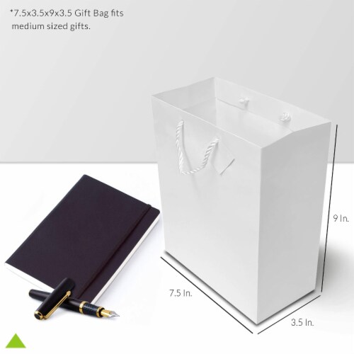 Occasionall Designer White Paper Gift Wrap Bags with Handles Solid Colors Bulk 12Pk 7.5x3.5x9 Perspective: top