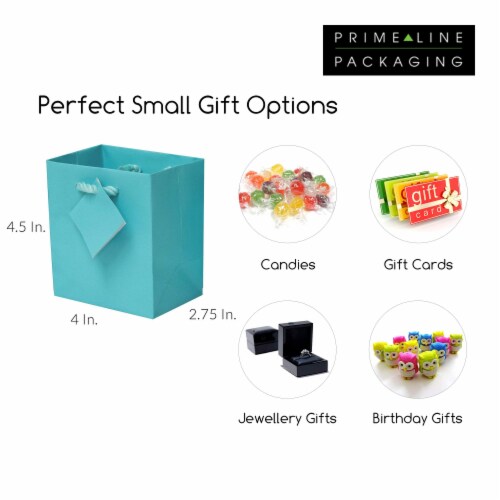 Occasionall Turquoise Designer Paper Gift Wrap Bags with Handles Solid Colors 12Pk 4x2.75x4.5 Perspective: top