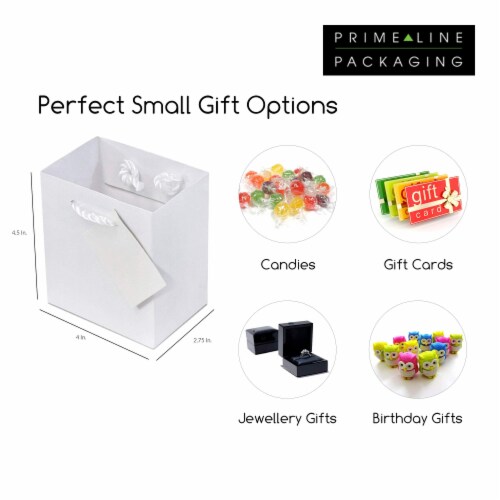 Occasionall Designer Extra Small White Paper Gift Wrap Bags Solid Colors Bulk 12Pk 4x2.75x4.5 Perspective: top
