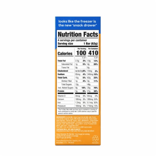 Yasso Chocolate Peanut Butter Chip Frozen Greek Yogurt Bars Perspective: top