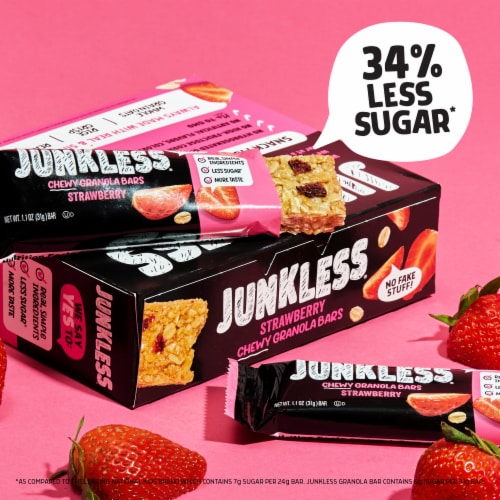 Junkless Strawberry Chewy Granola Bars Perspective: top