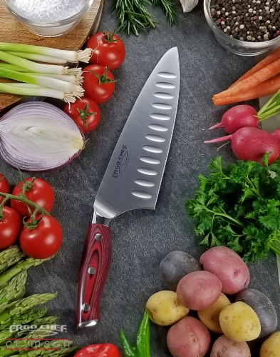 Ergo Chef CRIMSON 8"Chef knife - Red G10 Handle Perspective: top