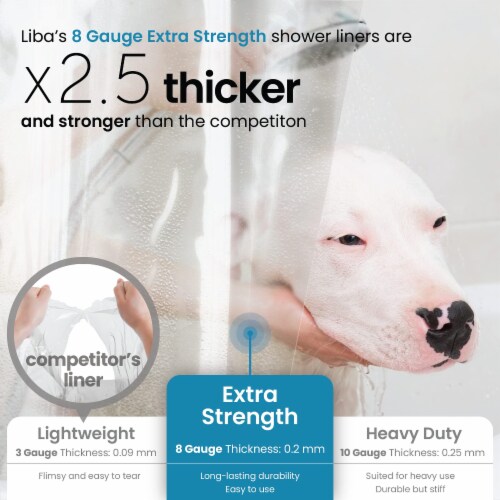 36&quot; W x 72&quot; H Frosted PEVA Extra Heavy Weight Shower Liner - Liba Perspective: top