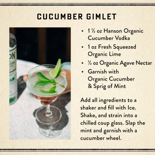 Hanson of Sonoma Organic Cucumber Grape-Based California Family Made Vodka 750 ml Perspective: top
