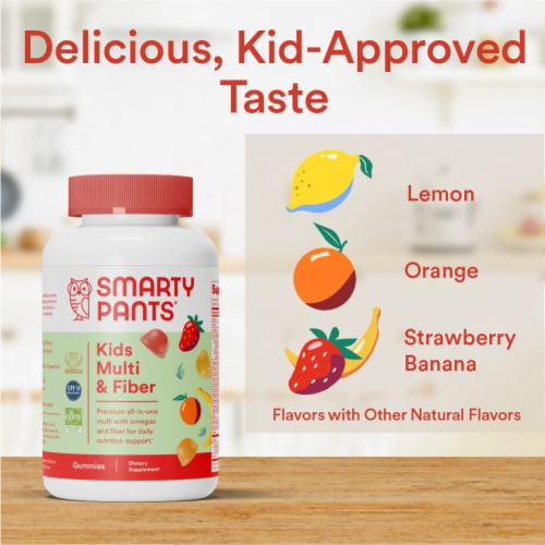 SmartyPants Kids Multi & Fiber & Omegas 3 Fish Oil Gummy Vitamins with D3, C & B12 - 90ct Perspective: top