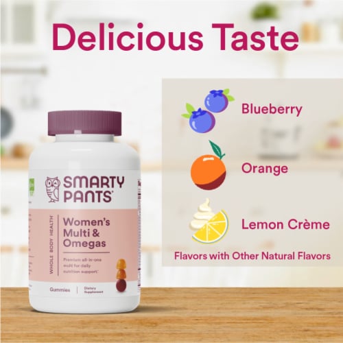 SmartyPants Women's Multi & Omegas 3 Fish Oil Gummy Vitamins with D3, C & B12 - 120ct Perspective: top
