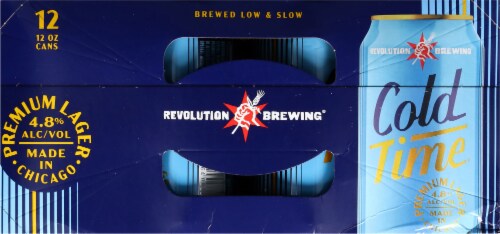 Revolution Brewing Cold Time Premium Lager Cans Perspective: top
