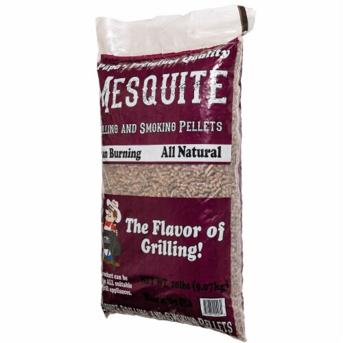 Papa's Premium Hardwood Blend Grill and Smoker Wood Pellets, Mesquite, 20 Pounds Perspective: top