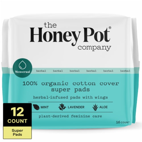 The Honey Pot® Company Organic Super Herbal-Infused Pads with Wings Perspective: top