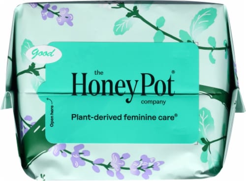 The Honey Pot® Overnight Pads with Wings 100% Organic Cotton Cover Heavy Absorbency Herbal Infused Perspective: top