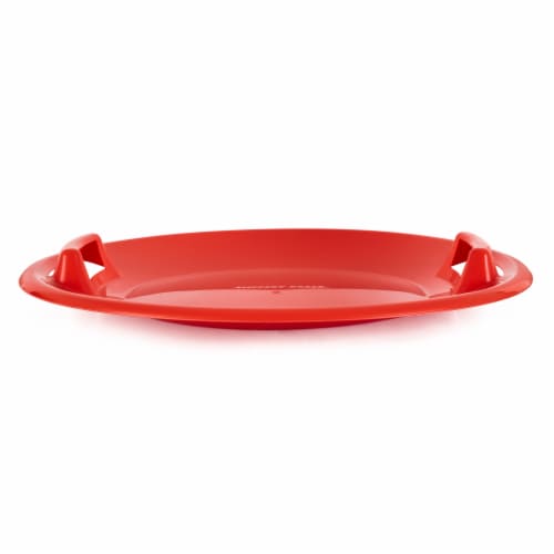 Slippery Racer Downhill Pro Adults and Kids Plastic Saucer Disc Snow Sled, Red Perspective: top