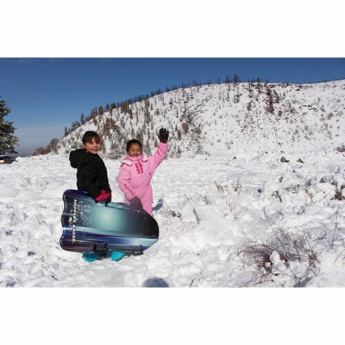 Slippery Racer Downhill Falcon Kids Foam Toboggan Snow Sled, Midnight Hologram Perspective: top