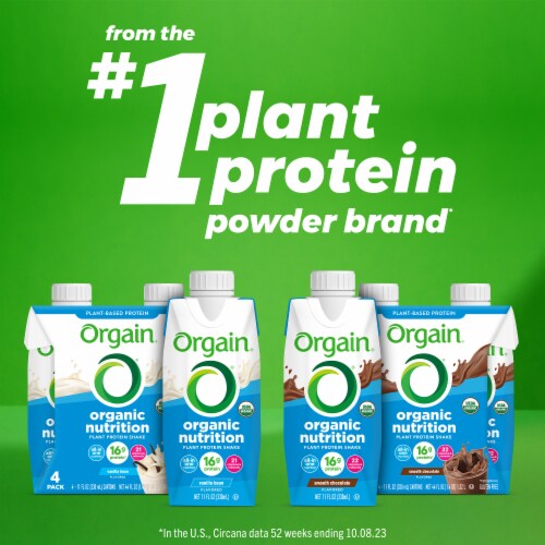 Orgain Organic Nutrition Vegan Protein Shake, Smooth Chocolate Perspective: top