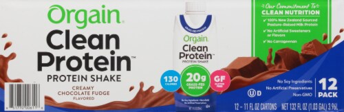 Orgain Clean Protein Grass Fed Creamy Chocolate Fudge Protein Shake Perspective: top