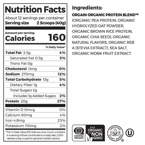 Orgain® Organic Protein™ Vanilla Bean Oatmilk Protein Powder Perspective: top