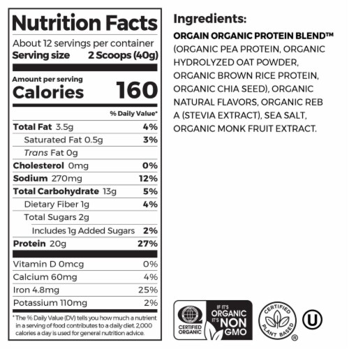 Orgain® Organic Protein™ Vanilla Bean Oatmilk Protein Powder Perspective: top