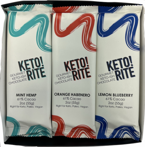 Dark Chocolate, Keto!Rite Sampler, Case of 9, No Added Sugar, Paleo, Vegan, 20 oz Perspective: top
