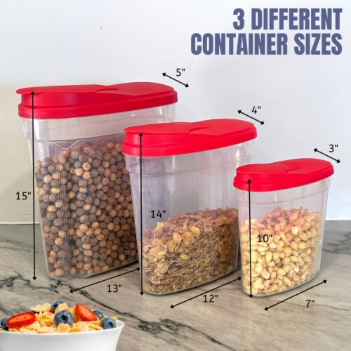 3 Piece Plastic Cereal Dispenser Dry Food Storage Container Set, Blue, 3 PC  - Ralphs