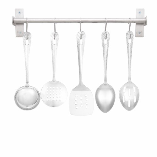 Premium Stainless Steel Hammered Mini Kitchen Utensils, 5 Piece Set Perspective: top