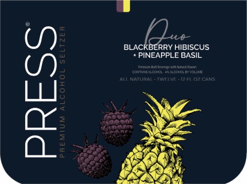 Press Duo Blackberry Hibiscus & Pineapple Basil Alcohol Hard Seltzer Variety Pack Perspective: top