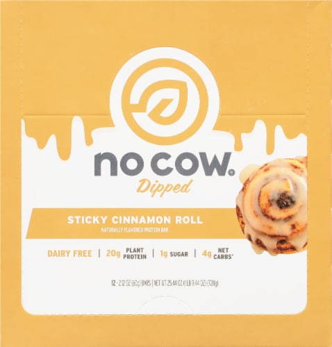 no cow® Dairy Free Sticky Cinnamon Roll Protein Bars Perspective: top
