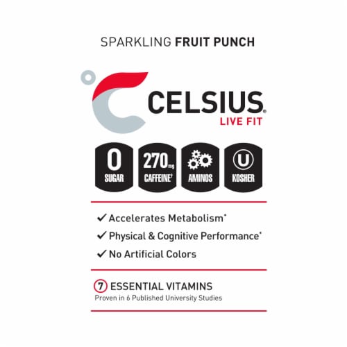CELSIUS ESSENTIALS Sparkling Fruit Burst Energy Drink Can Perspective: top