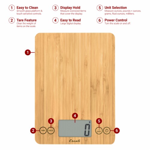 Escali Atri Bamboo Kitchen Scale Perspective: top