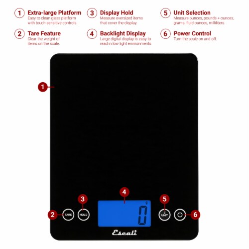 Escali Arti XL Glass Digital Scale Perspective: top