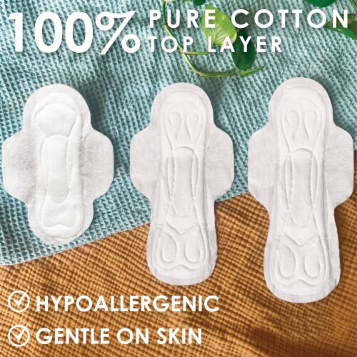 L. Chlorine Free Organic Cotton Ultra Thin Pads with Wings Regular Absorbency Perspective: top
