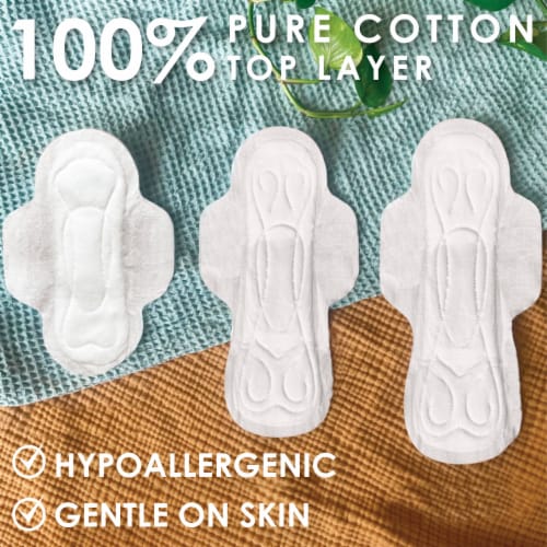 L. Chlorine Free Organic Cotton Ultra Thin Pads with Wings Super Absorbency Perspective: top