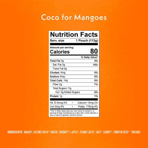 Once Upon a Farm™ Coco for Mangoes Organic Dairy Free  Smoothie Pouch Perspective: top