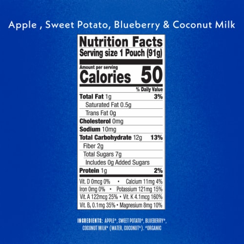 Once Upon a Farm™ Apple Sweet Potato Blueberry and Coconut Milk Organic Baby Food Pouch Perspective: top